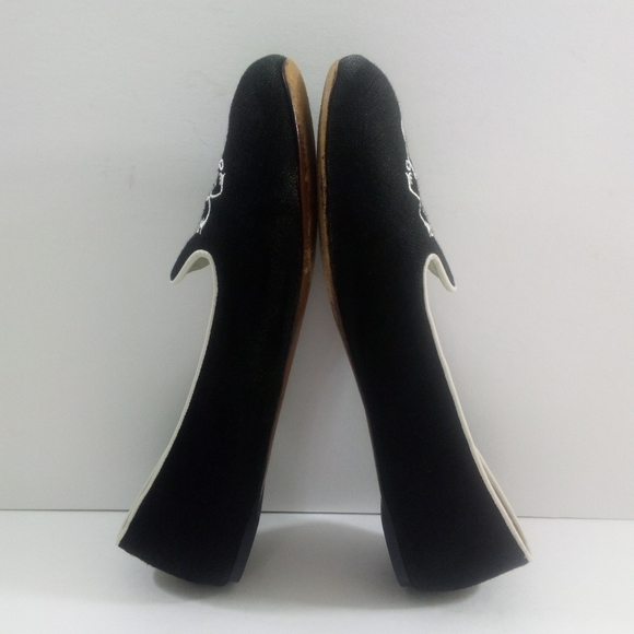 Johnston & Murphy Riley Women 9 Embroidered Black Canvas Ballet Flats 78-11518 - Picture 5 of 8